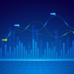 Gráfico de desempenho financeiro com linhas e barras